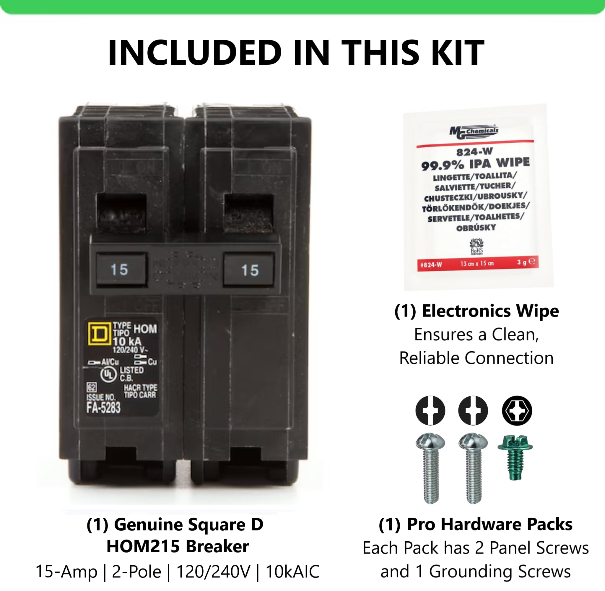 FalconSupply Genuine Square D HOM215 Circuit Breaker Kit Bundle (1